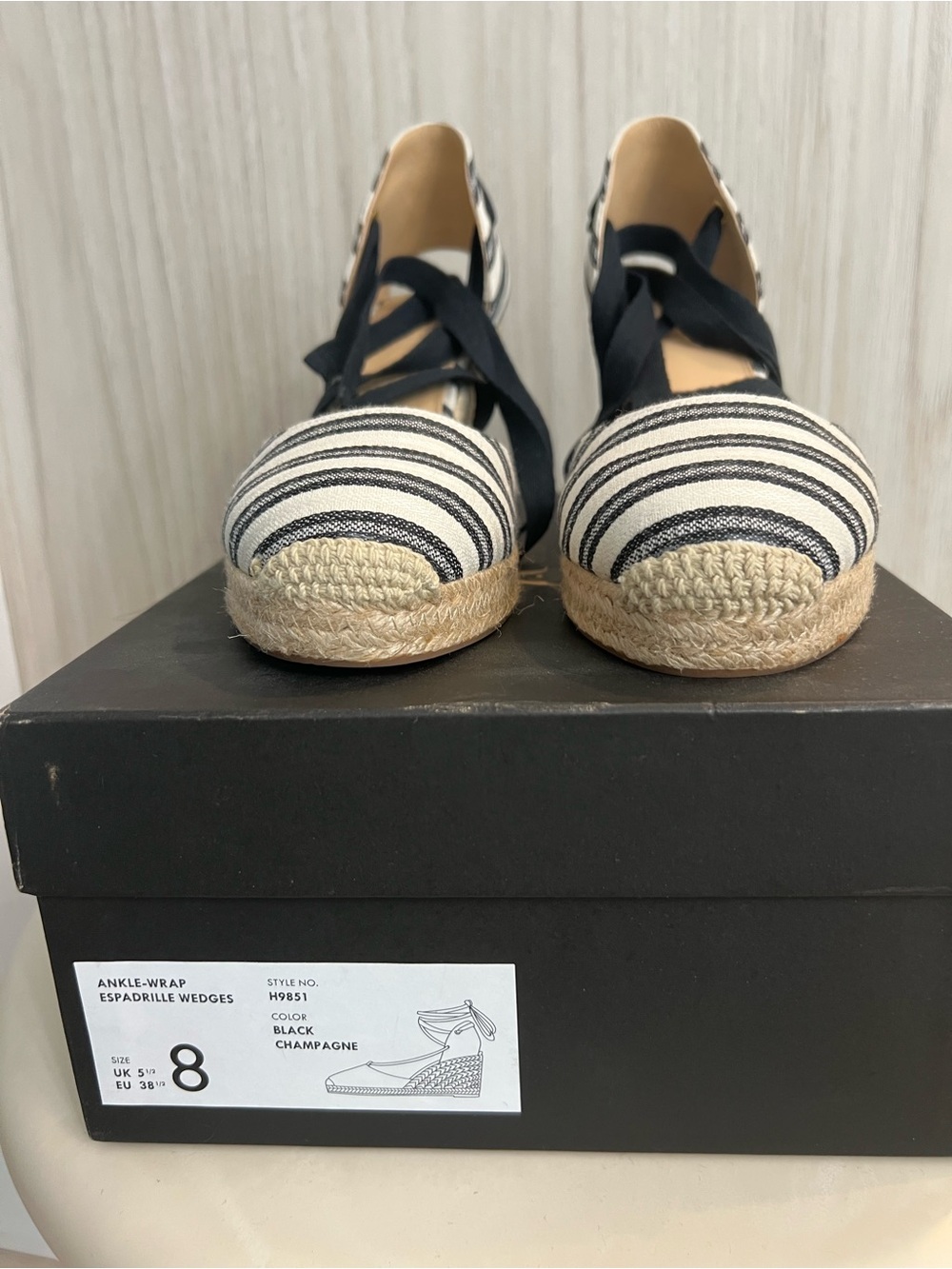 Brand new J Crew Black/white wedge espadrilles